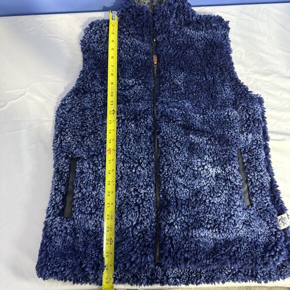 Simply Southern Vest Womens L Blue Blue Faux Fur Full Zip Pockets Sleeveless - Picture 9 of 10
